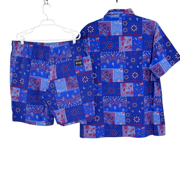 NWT Dogg Supply By Snoop Dogg Mens Set Blue Bandana Stretch Shirt & Shorts Sz XL - Picture 4 of 16